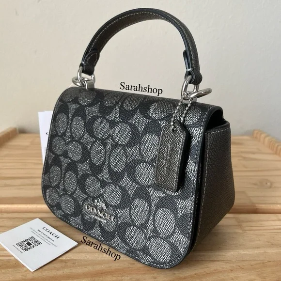 ✅Coach Lysa Top Handle Bag in Metallic Signature - Picture 1 of 15